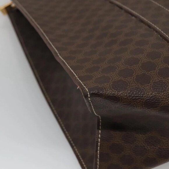 CELINE Macadam Canvas Tote Bag PVC Leather Brown Gold Auth - Picture 6 of 16